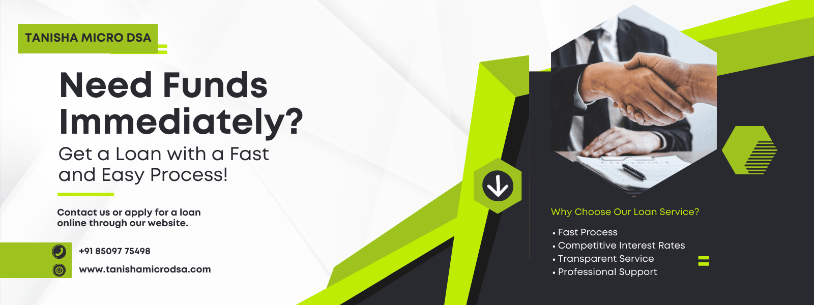 Black and Green Modern Geometric Loan Service Banner